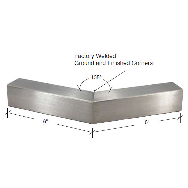 Handrail 135 Degree Corner - 1-1/2" Square - Brushed Stainless