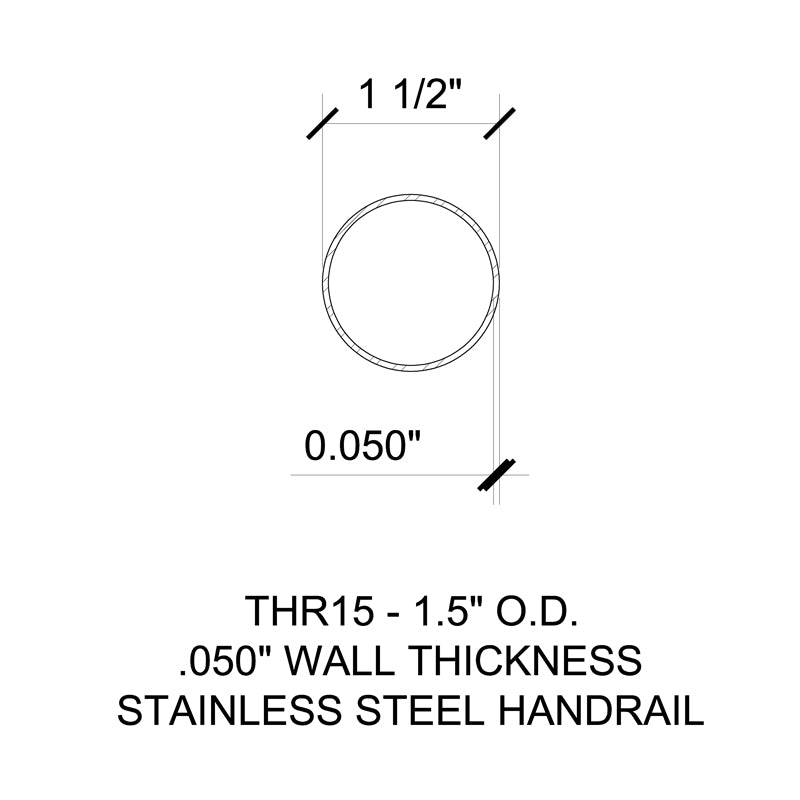 1-1/2" Diameter .050" Thin Wall Hand Rail Tubing - 236" Length