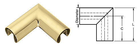CRL 2-1/2" Diameter 90 Degree Horizontal Corner for 1/2" or 5/8" Glass Cap Railing