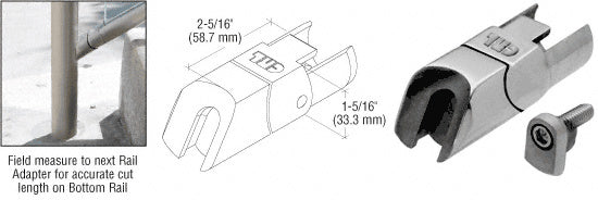 CRL 316 Stainless CRS Adjustable Lower Adaptor for Sloped Bottom Rail Use on Stairs