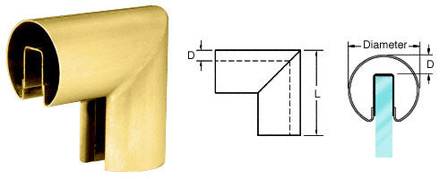 CRL Brass 2-1/2" 90 Degree Vertical Corner for 3/4" Glass Cap Railing