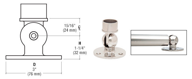 CRL Adjustable Flange for 1-1/2" Tubing