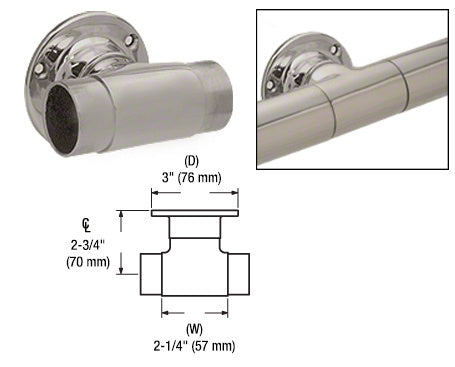 CRL Flush Wall Mount Tee for 1-1/2" Tubing