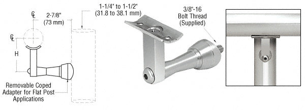 CRL Manhattan Series Post Mounted Hand Rail Bracket