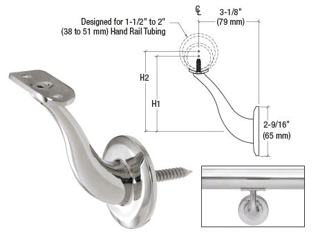 CRL Meridian Series Wall Mount Bracket in Stainless Steel