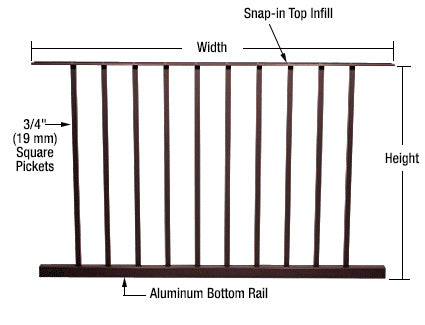 CRL 200, 300, 350, and 400 Series 48"W x 42"H Picket Panel