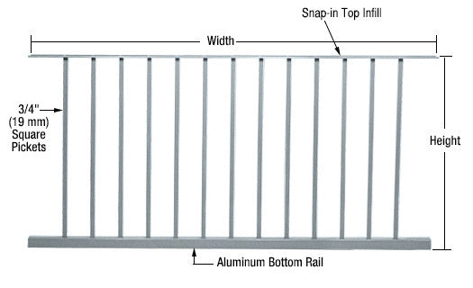 CRL 200, 300, 350, and 400 Series 60"W x 42"H Picket Panel