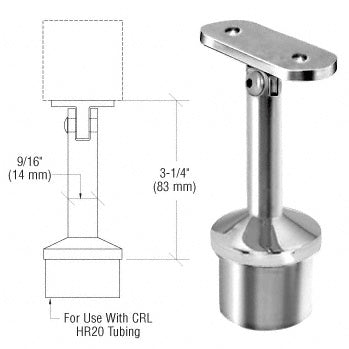 CRL Stainless Post Mounted Adjustable Flat Saddle Hand Rail Supports