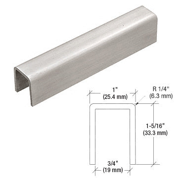 CRL 316 Brushed Stainless 11 Gauge Cap Rail for 1/2" or 5/8" Glass