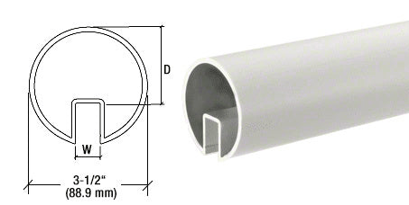 CRL 3-1/2" Extruded Aluminum Cap Rail for 1/2" or 5/8" Glass - 240"