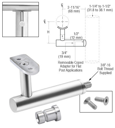 CRL Long Arm Malibu Series Post Mounted Hand Rail Bracket