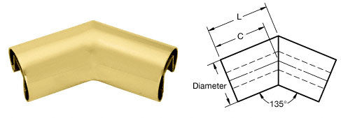 CRL 50.8 mm Diameter 135 Degree Horizontal Corner for 21.52 or 25.52 mm Glass Cap Railing