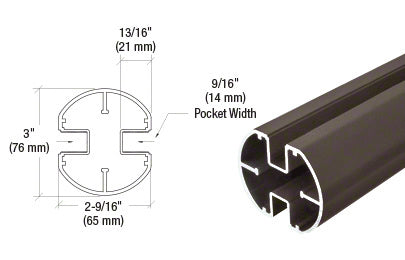 CRL AWS 3" Diameter Round 180 Degree Center or End Post - 241"