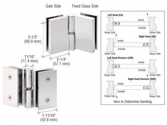 CRL 316 Single Acting Right Hand Glass-to-Glass Gate Pivot Hinge