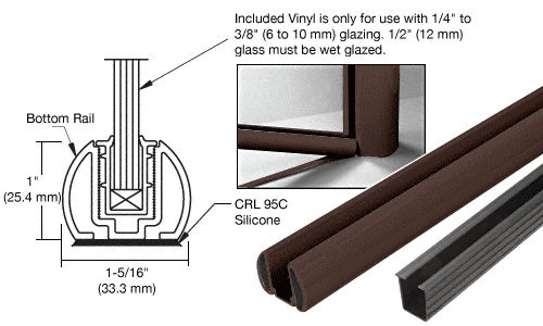 CRL AWS 36" Bottom Rail Kit with Rigid Glazing Vinyl