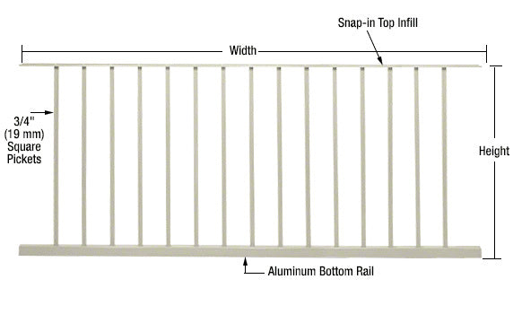 CRL 200, 300, 350, and 400 Series 72"W x 42"H Picket Panel