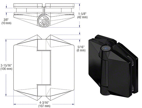 CRL Glass-to-Glass Mount Polaris 120 Series Soft Close Hinge