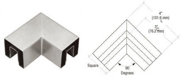 CRL Stainless 90 Degree Crisp Corner Square Cap Horizontal Corners