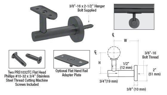 CRL Short Arm Malibu Series Wall Mounted Hand Rail Bracket