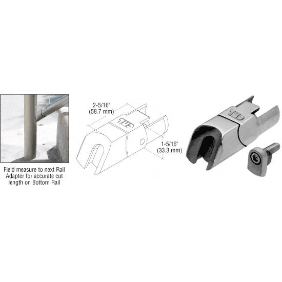 CRL 316 Stainless CRS Adjustable Lower Adaptor for Sloped Bottom Rail Use on Ramps
