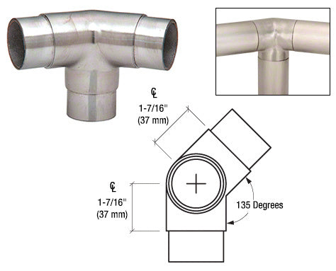 CRL 135 Degree Side Outlet Elbow for 1-1/2" Tubing