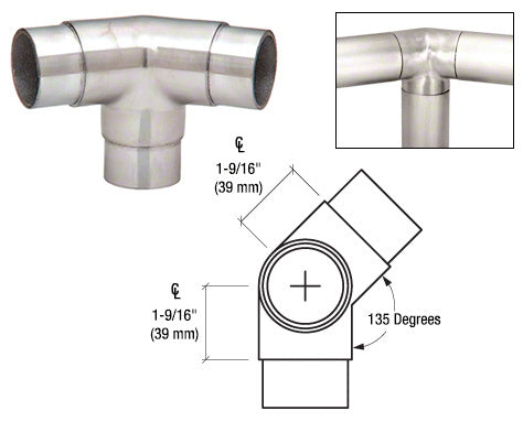 CRL 135 Degree Side Outlet Elbow for 2" Tubing