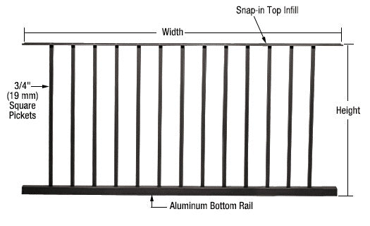 CRL 200, 300, 350, and 400 Series 60"W x 48"H Picket Panel