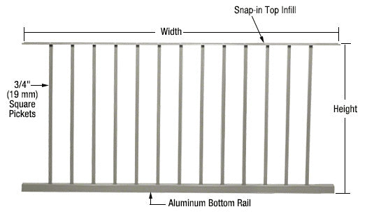 CRL 200, 300, 350, and 400 Series 60"W x 48"H Picket Panel