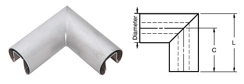 CRL 3" Diameter 90 Degree Horizontal Corner for 1/2" or 5/8" Glass Cap Railing