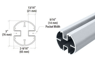 CRL AWS 3" Diameter Round 180 Degree Center or End Post Only - 36"