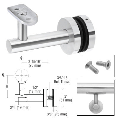 CRL Long Arm Malibu Series Glass Mounted Hand Rail Bracket