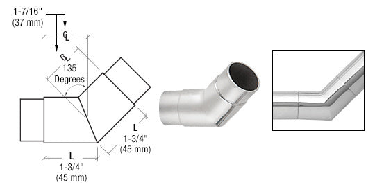 CRL 135 Degree Flush Angle for 1-1/2" Tubing