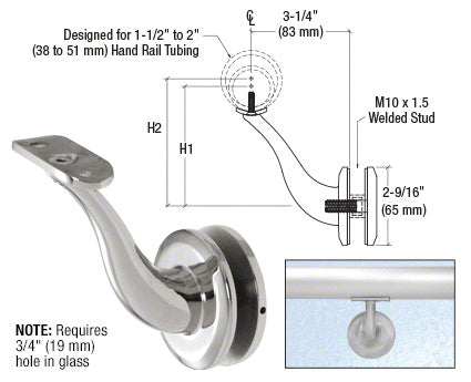 CRL Stainless Steel Meridian Series Glass Mount Bracket