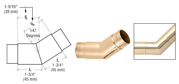 CRL 147 Degree Flush Angle for 1-1/2" Tubing