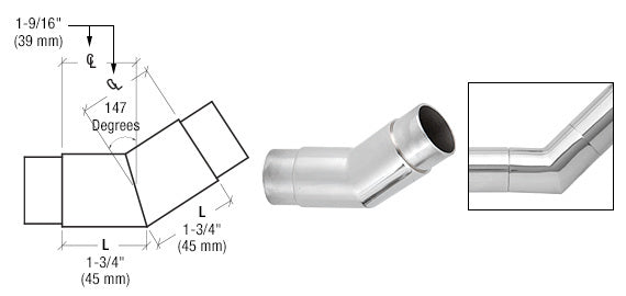 CRL 147 Degree Flush Angle for 1-1/2" Tubing