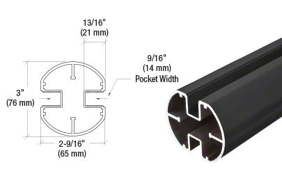 CRL AWS 3" Diameter Round 180 Degree Center or End Post - 241"