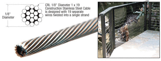 CRL 1/8" Mill 316 Stainless Steel Cable - Per Linear Foot