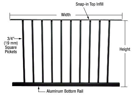 CRL 200, 300, 350, and 400 Series 48"W x 42"H Picket Panel