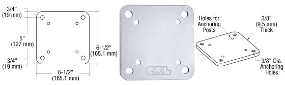 CRL 6-1/2" x 6-1/2" Square Base Plate