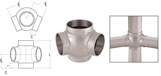 CRL 3-5/16" 135 Degree Ball Type Side Outlet Tees for 2" Tubing