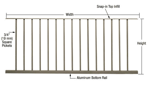 CRL 200, 300, 350, and 400 Series 72"W x 42"H Picket Panel