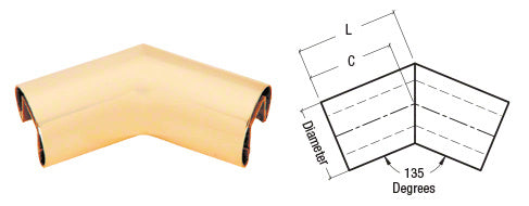 CRL 2" Diameter 135 Degree Horizontal Corner for 3/4" Glass Cap Railing