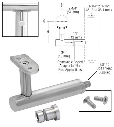 CRL Short Arm Malibu Series Post Mounted Hand Rail Bracket