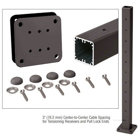 CRL 42" Tall Cable Receiver Post Kit Prepped for Button Terminal End