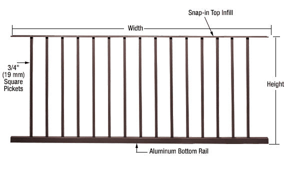 CRL 200, 300, 350, and 400 Series 72"W x 42"H Picket Panel