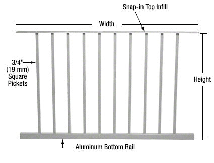 CRL 200, 300, 350, and 400 Series 48"W x 36"H Picket Panel