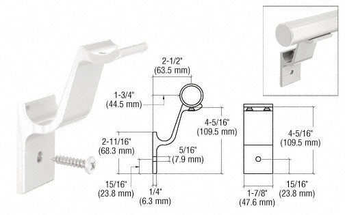 CRL Quick Connect Aluminum Hand Rail Bracket for 1-1/2" Diameter Tubing