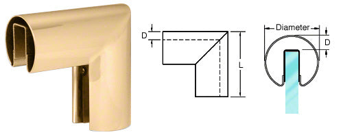 CRL 1-1/2" 90 Degree Vertical Corner for 1/2" or 5/8" Glass Cap Railing