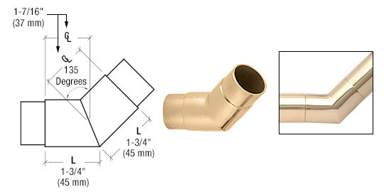 CRL 135 Degree Flush Angle for 1-1/2" Tubing