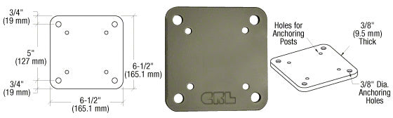 CRL 6-1/2" x 6-1/2" Square Base Plate